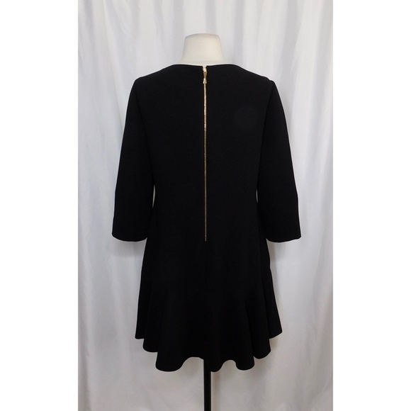 KATE SPADE Caution to the Wind Black Crepe Flounced Bateau Black Dress Size 4 - Picture 9 of 13